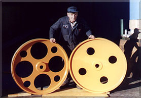 42" x 4"face bandwheels c/w tapered bores